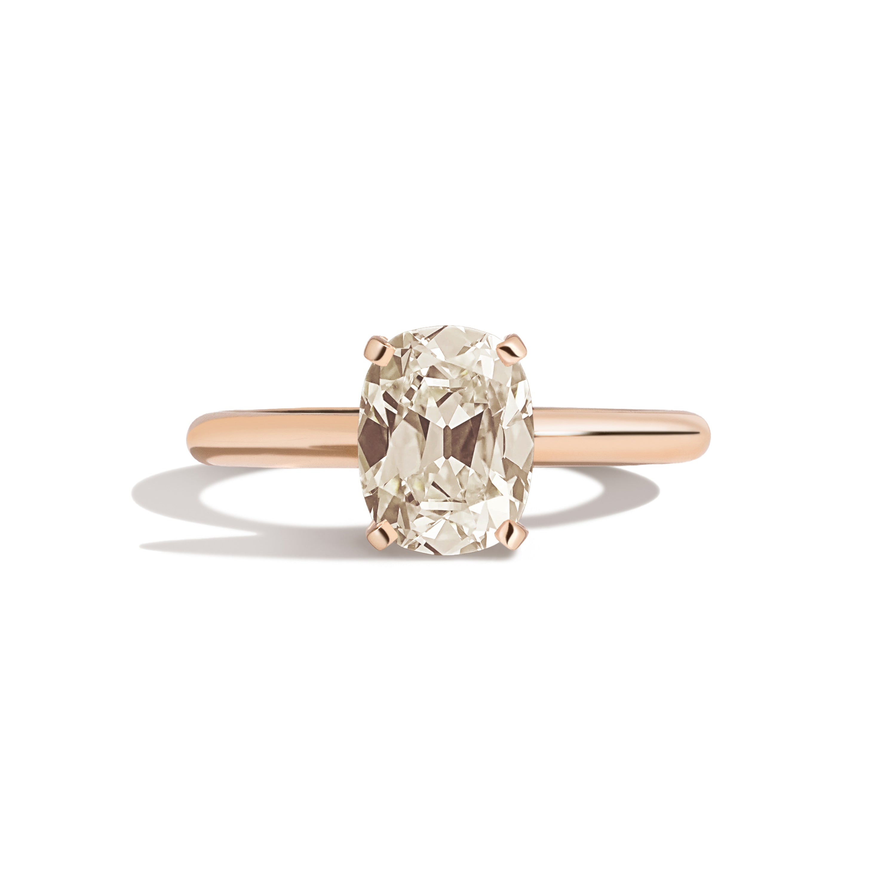 Shahla Karimi Jewelry Old Mine Cushion 14K Gold Ring on a white background