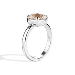 Silver ring with a brown gemstone on a white background