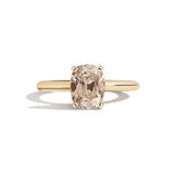 Gold ring with a brown gemstone on a white background