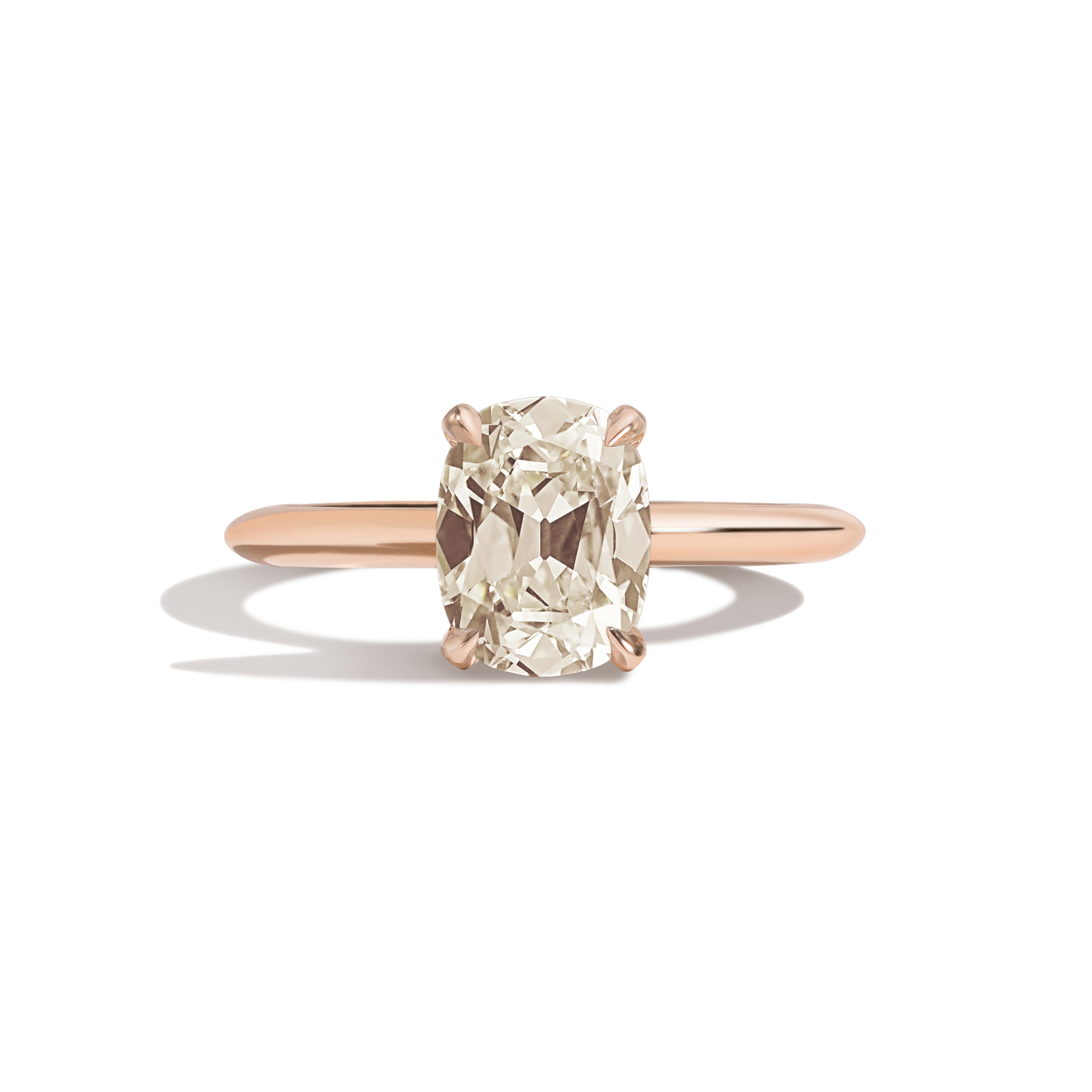 Shahla Karimi Jewelry Old Mine Cushion 14K Gold Ring in a white background