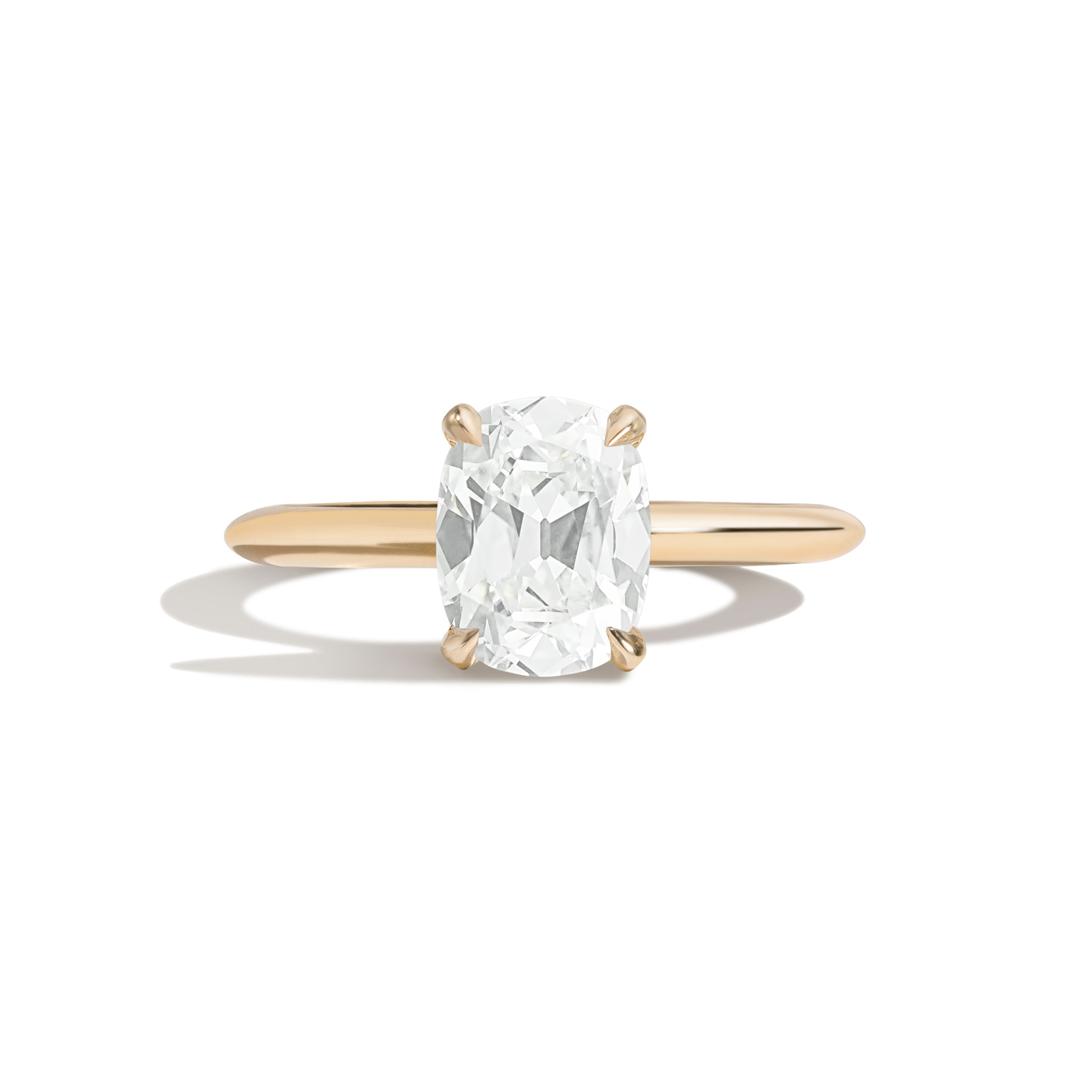 Shahla Karimi Jewelry Old Mined Cushion 14K Gold Ring on a white background