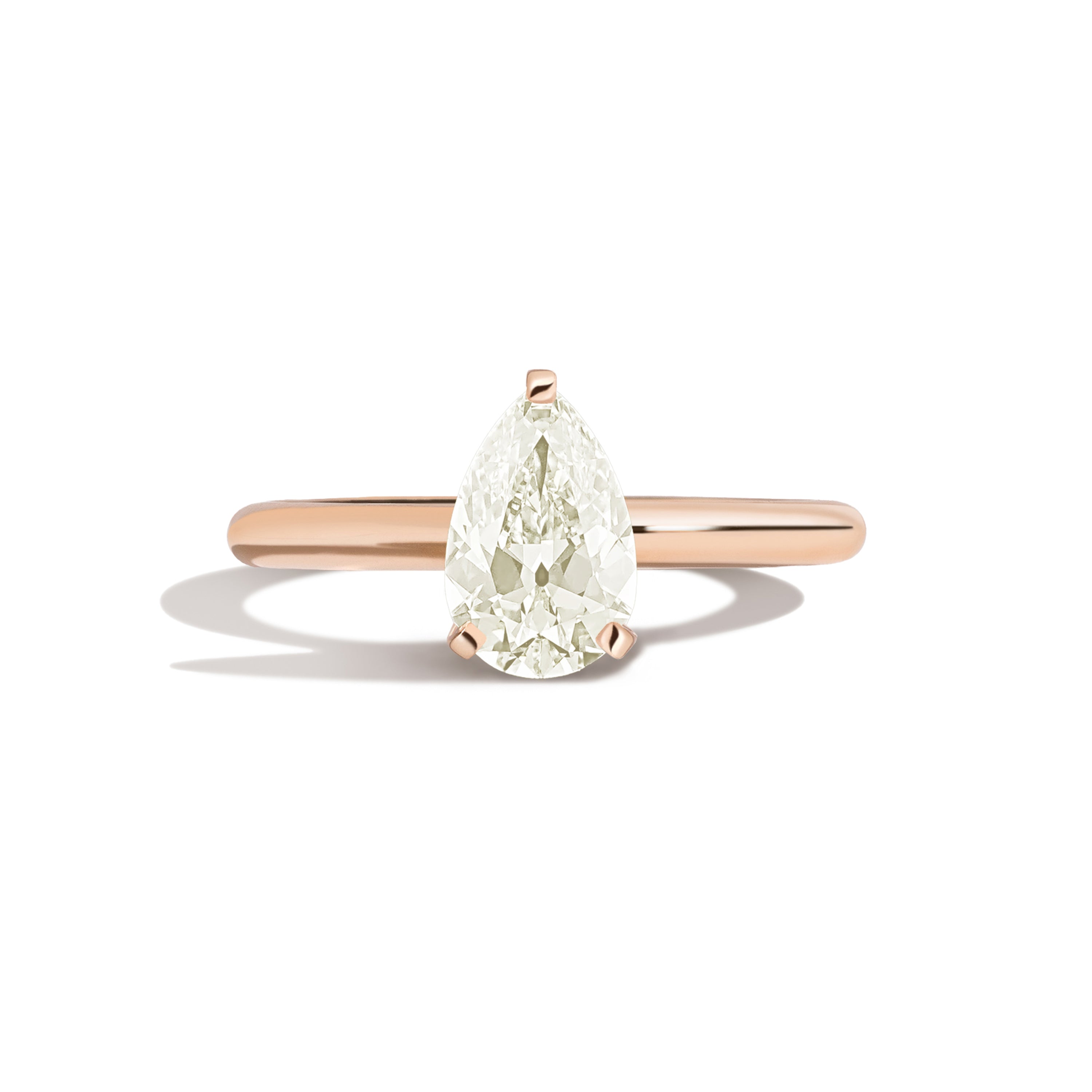Shahla Karimi Jewelry Old Mine Pear 14K Gold Ring on a white background