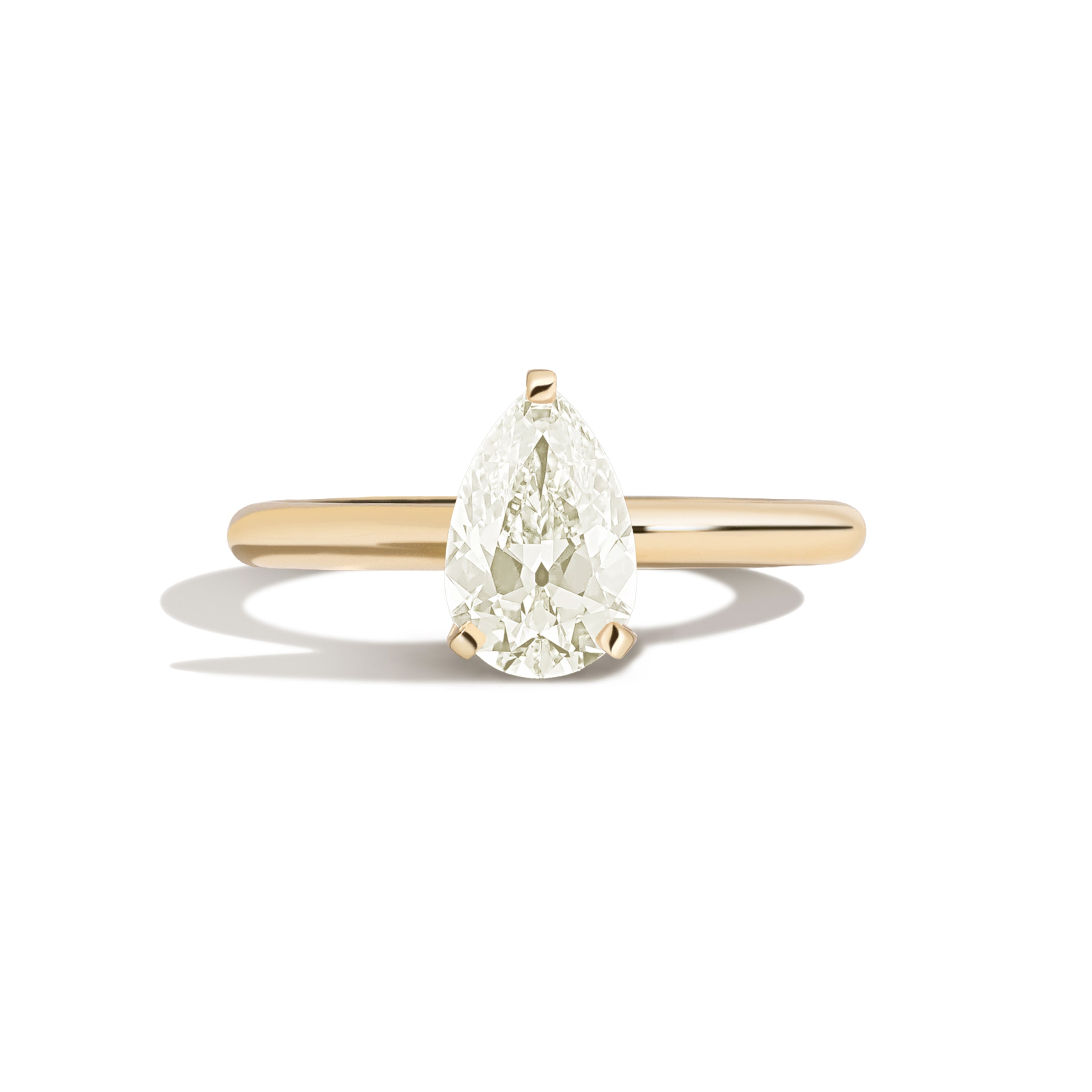 Shahla Karimi Jewelry Old Mine Pear 14K Gold Ring on a white background
