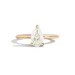 Shahla Karimi Jewelry Old Mine Pear 14K Gold Ring on a white background