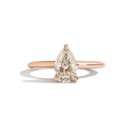 Shahla Karimi Jewelry Old Mine Pear 14K Gold ring on a white background