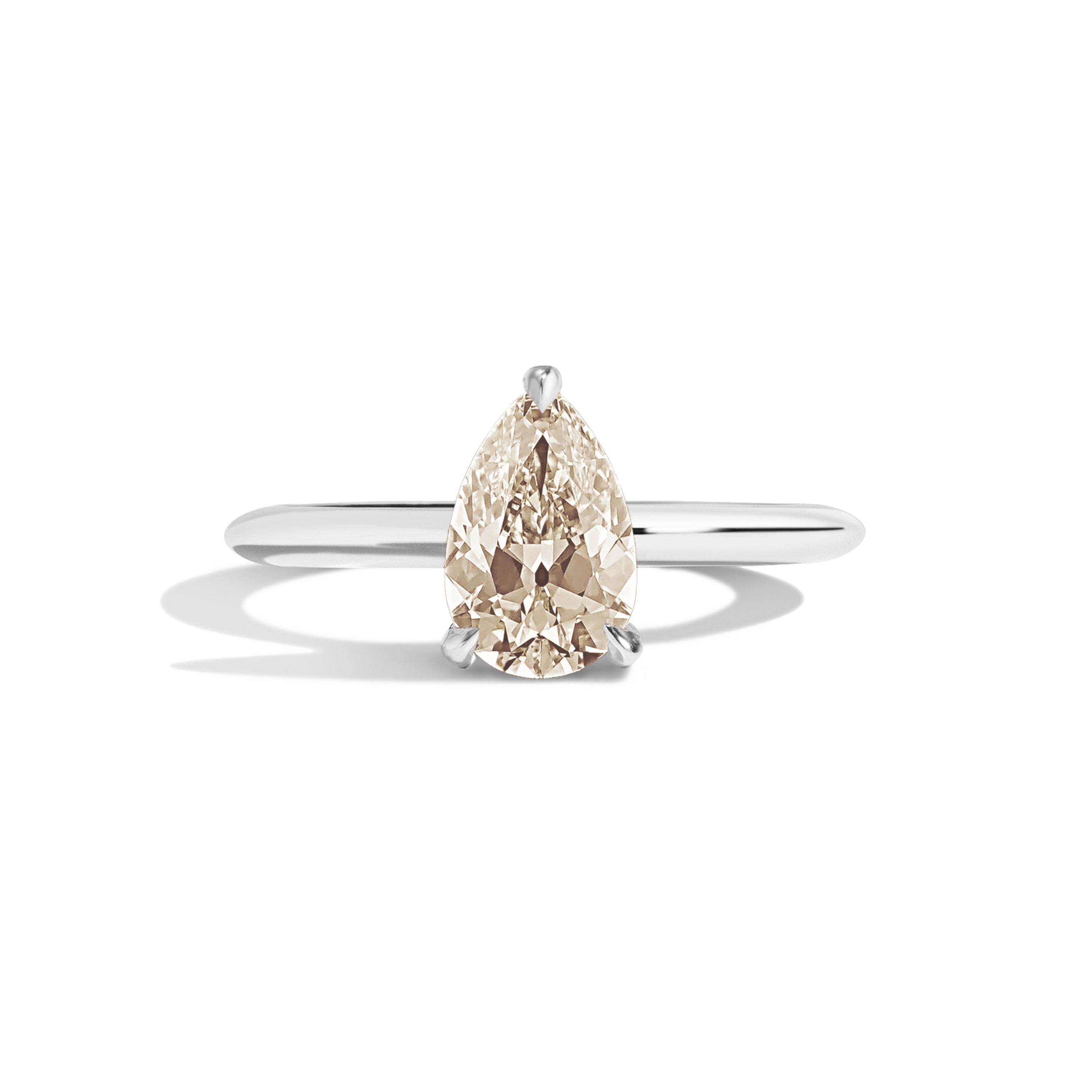 Shahla Karimi Jewelry Old Mine Pear 14K Gold ring on a white background