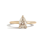 Shahla Karimi Jewelry Old Mine Pear 14K Gold ring on a white background