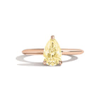 Shahla Karimi Jewelry Old Mine Pear 14K Gold Ring on a white background