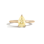 Shahla Karimi Jewelry Old Mine Pear 14K Gold Ring on a white background