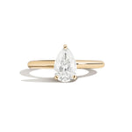 Shahla Karimi Jewelry Old Mine Pear 14K Gold Ring on a white background