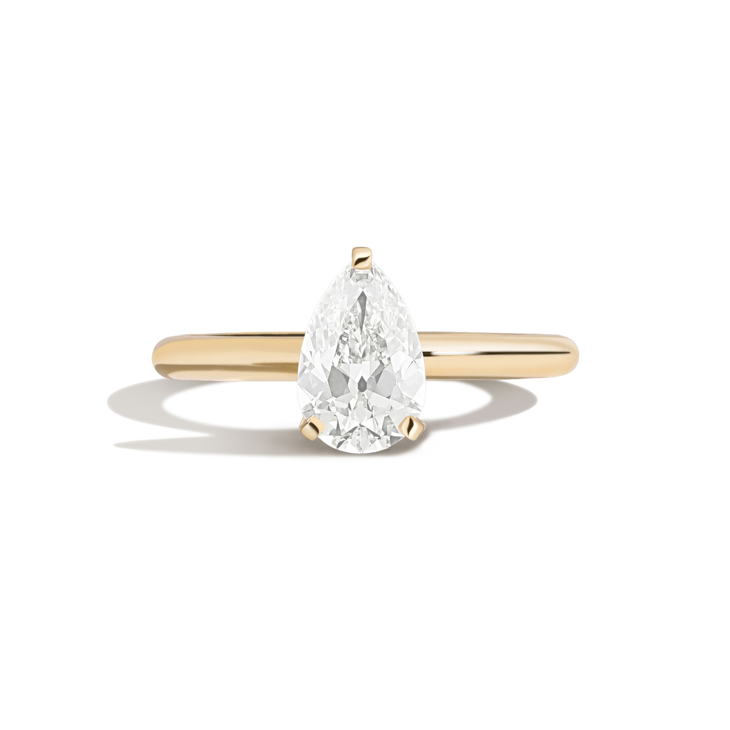 Shahla Karimi Jewelry Old Mine Pear 14K Gold Ring on a white background