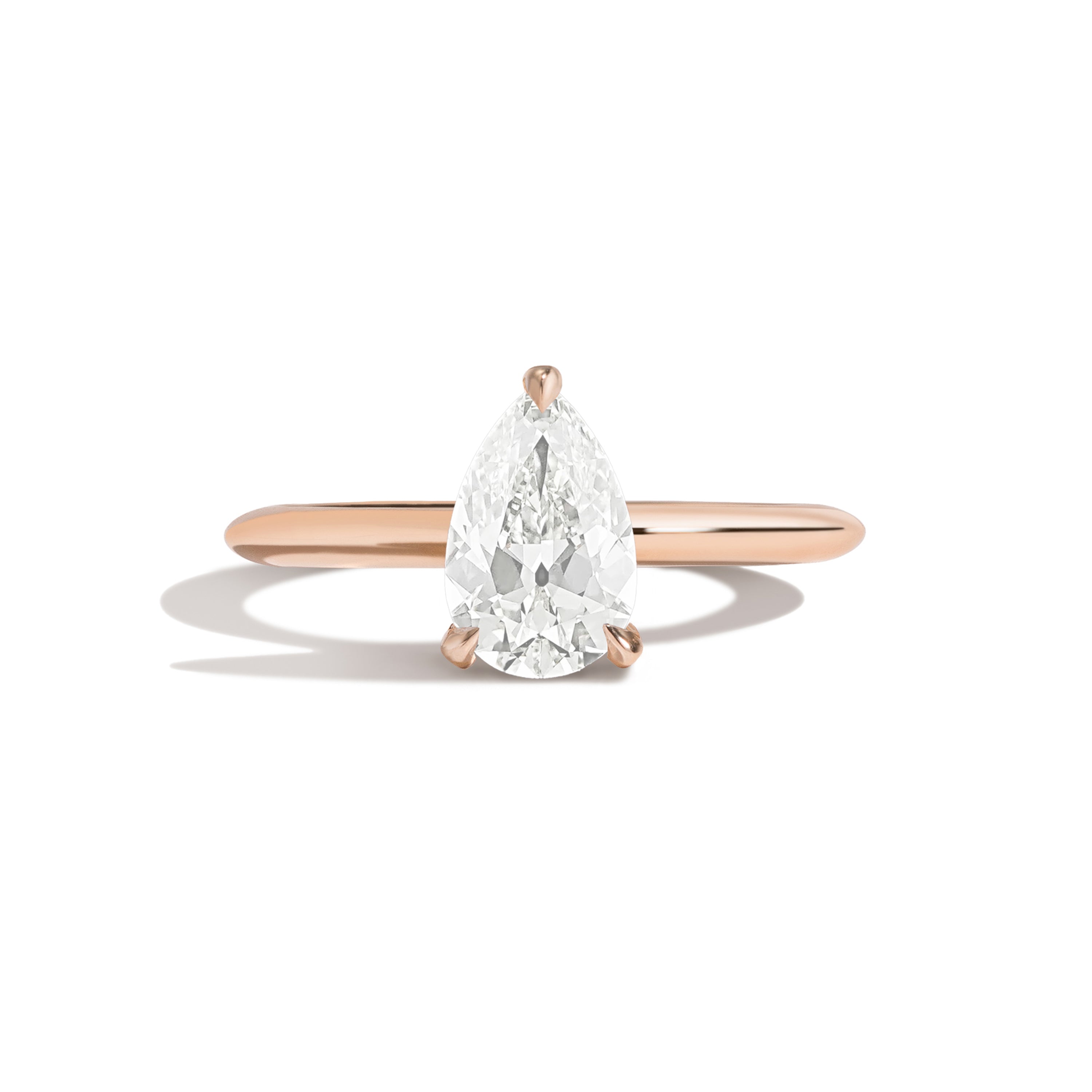 Shahla Karimi Jewelry Old Mine Pear 14K Gold Ring on a white background
