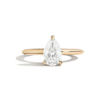 Shahla Karimi Jewelry Old Mine Pear 14K Gold Ring on a white background