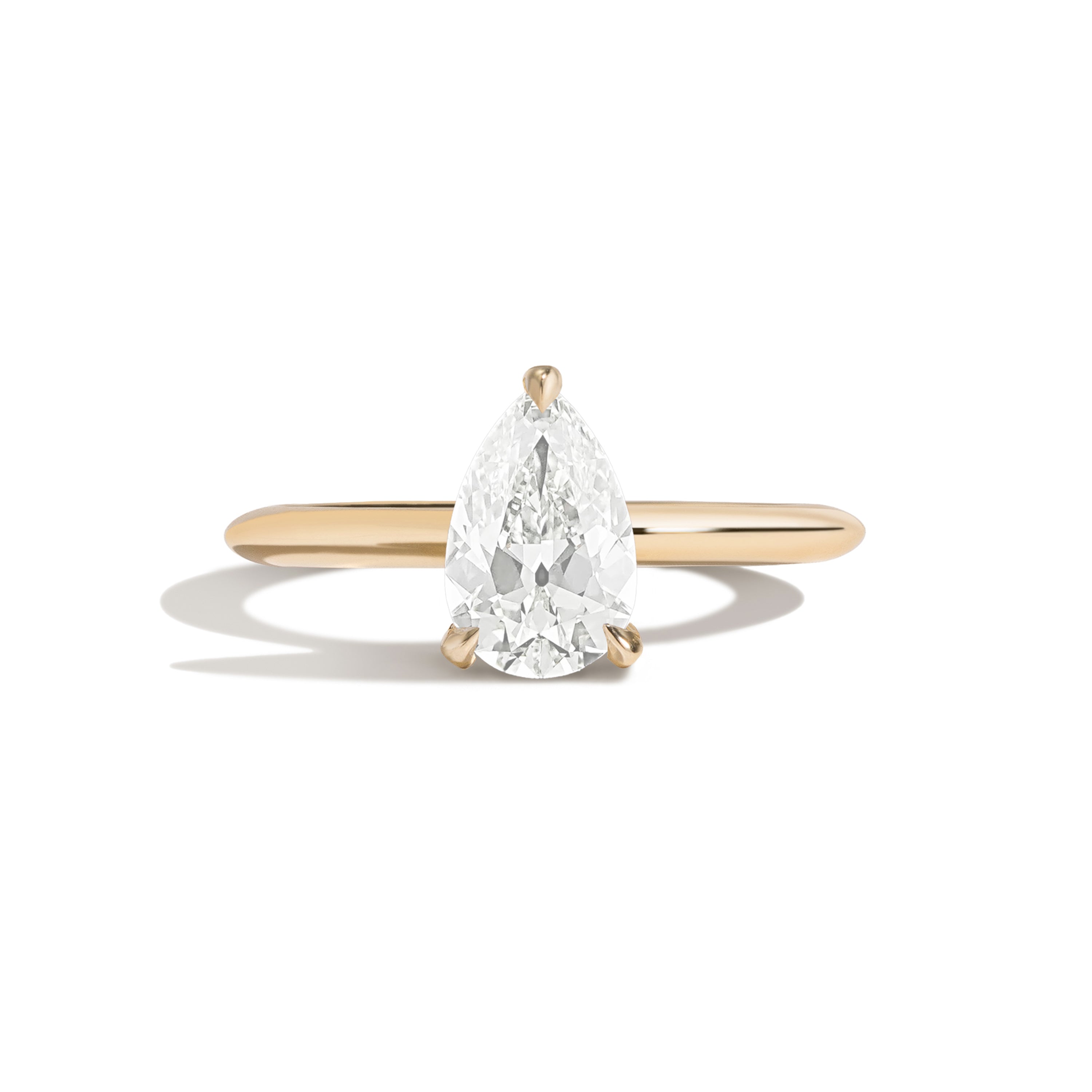 Shahla Karimi Jewelry Old Mine Pear 14K Gold Ring on a white background