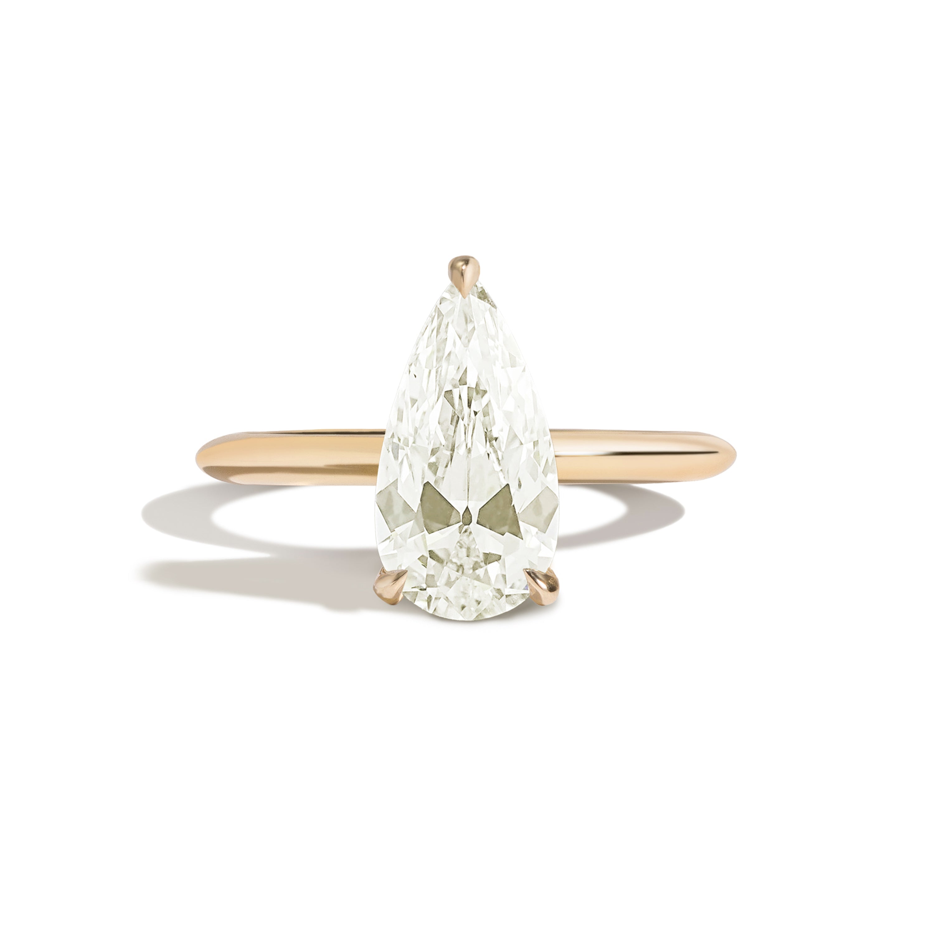 Shahla Karimi Jewelry Old Mine Pear 14K Gold Ring on a white background