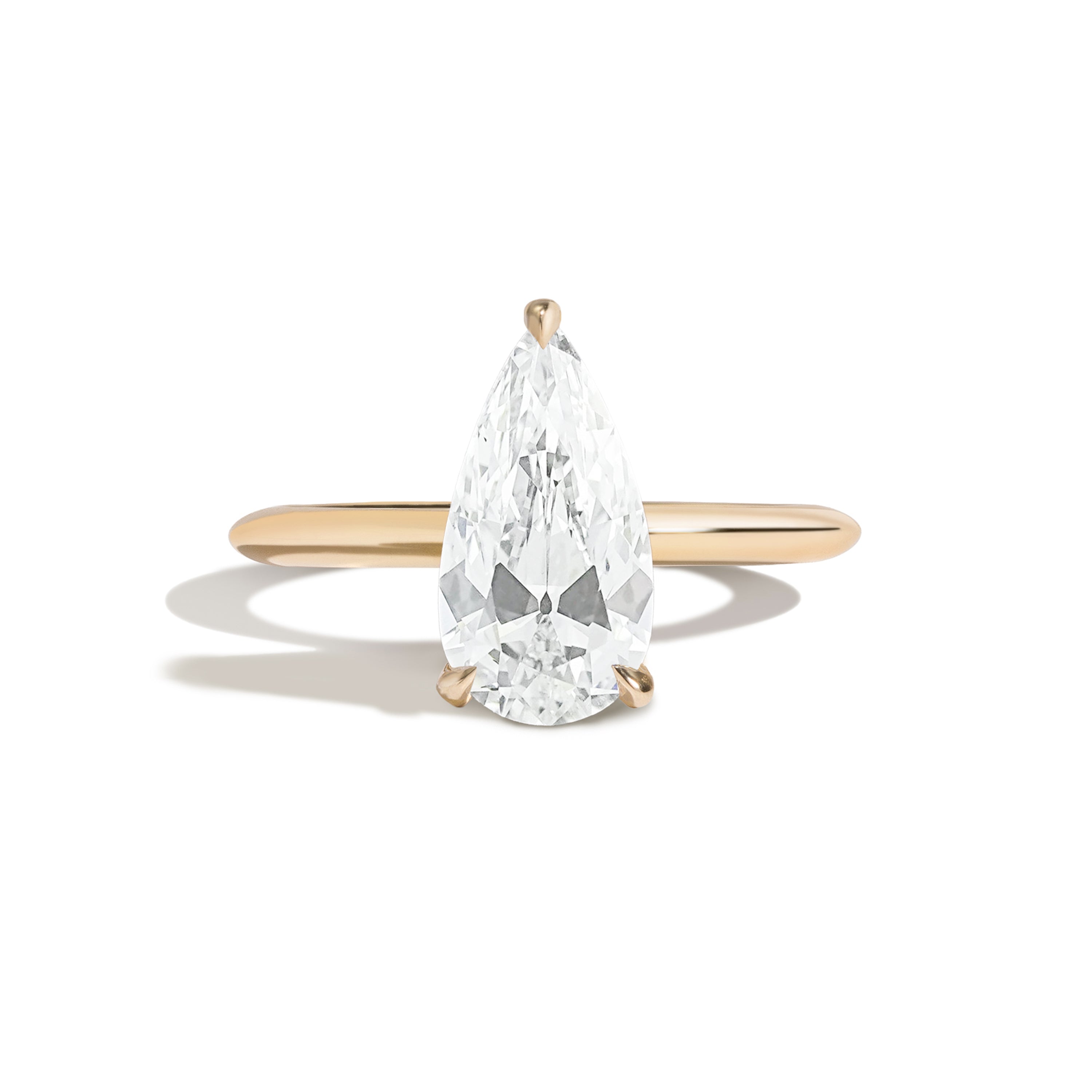 Shahla Karimi Jewelry Old Mine Pear 14K Gold Ring on a white background