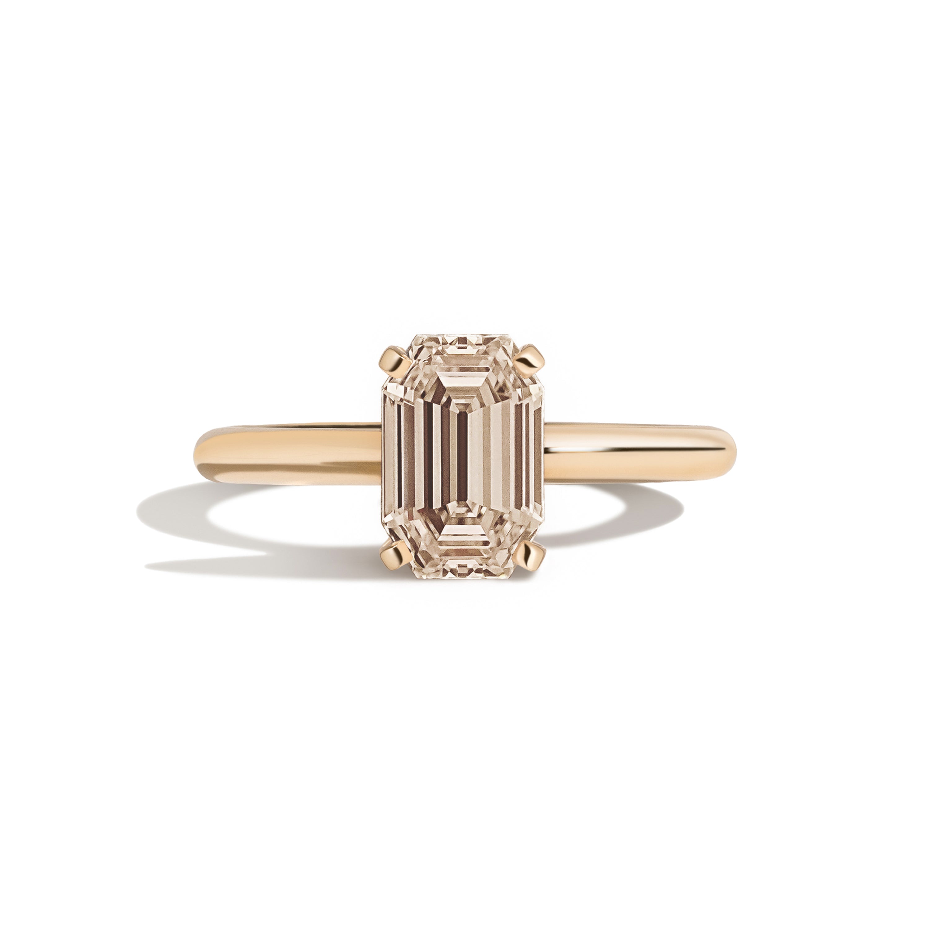 Low Set Features Champagne Old Mine Emerald Low-Set Engagement Ring – Shahla Karimi