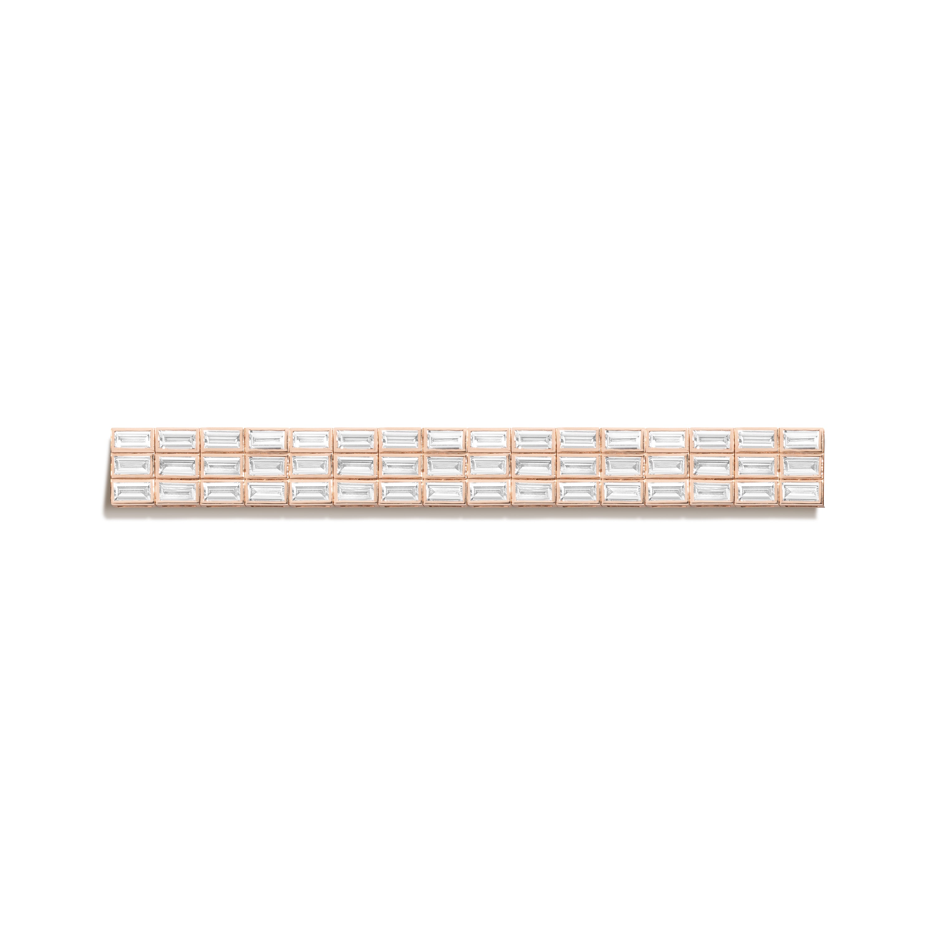 rose Gold choker with baguette diamonds on a white background