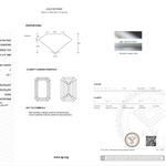 A flat, front-facing scan of an IGI gemstone certificate and grading report for a laboratory grown diamond, showing technical specifications, dimensions, clarity characteristics, and branding.