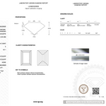 IGI Certification for lab grown diamond on white background