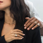 Shahla Karimi Bezel Set Emerald + Trapezoid Gap Ring 14K Yellow Gold