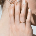 Shahla Karimi Jewelry Landmark Collection Chrysler Ring No. 2 14/18K Yellow Gold with White Diamonds on Model