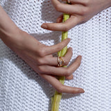 Shahla Karimi Jewelry Diamond Foundry Deco Marquise Eye Ring_14K_18K_Yellow Gold on Model