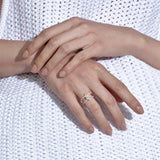 Shahla Karimi Jewelry Diamond Foundry Deco Pear Double Band Ring 14/18K Yellow Gold on Model