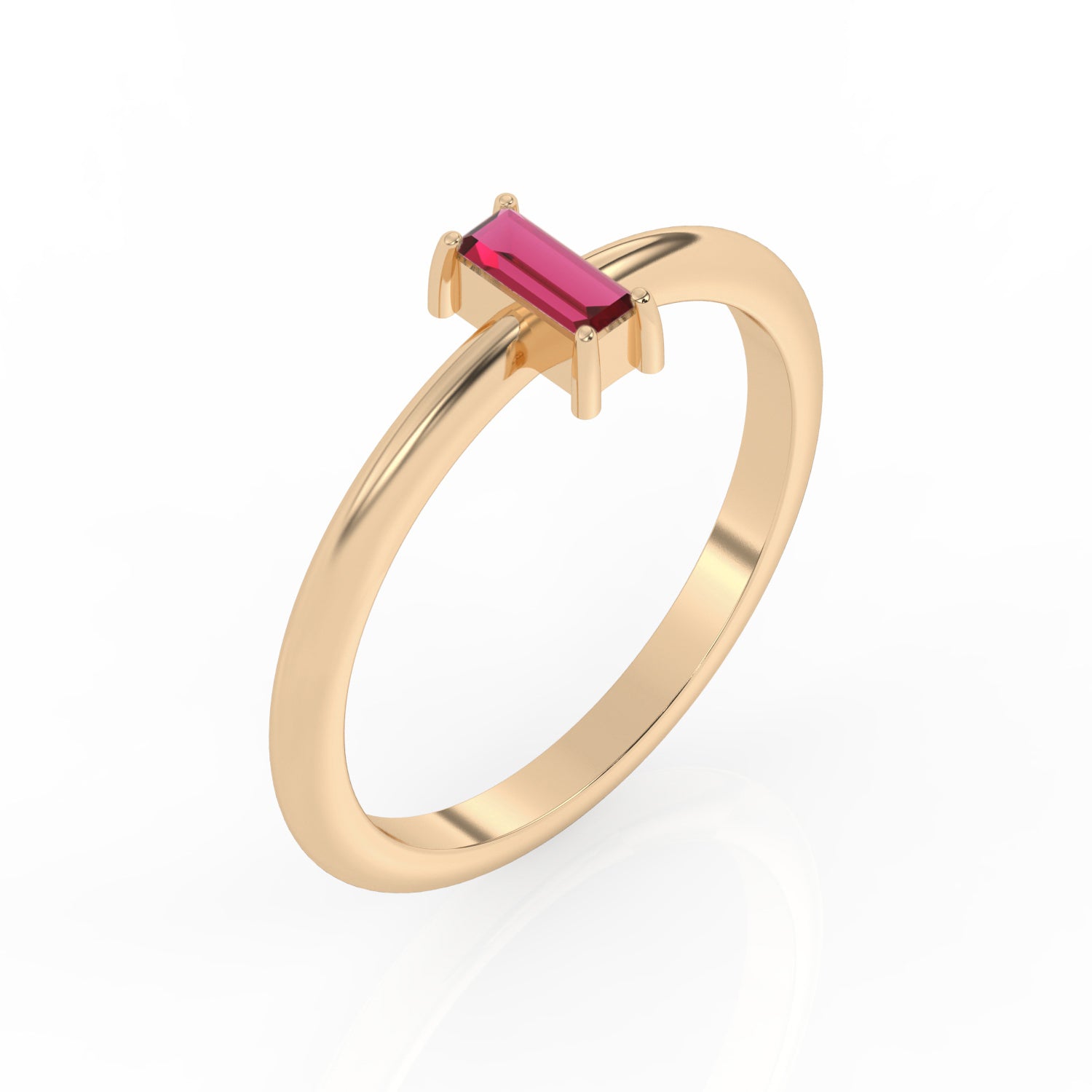 Baguette Stacking Ring with Ruby by Shahla Karimi on white background
