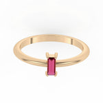 Baguette Stacking Ring with Ruby by Shahla Karimi on white background