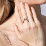 Shahla Karimi Jewelry Mid-Century Mies Brilliant Notch Ring 14K Yellow Gold on Model