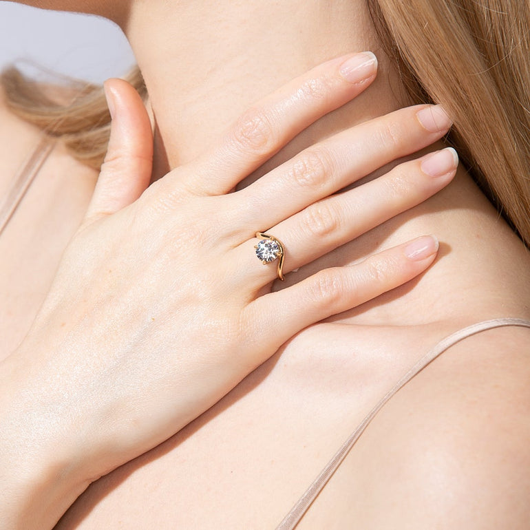 Shahla Karimi Brilliant Eye Ring in 14K/18K Yellow Gold and White Diamond on Model