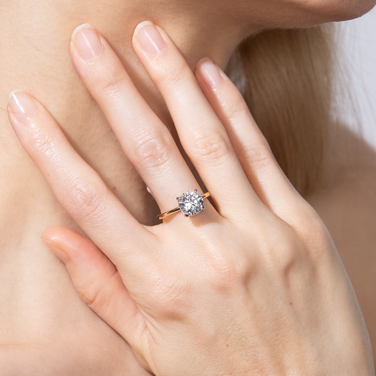 Shahla Karimi Brilliant Barely There Band in 14K/18K Yellow Gold and White Diamond on Model