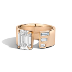 Shahla Karimi Diamond Gap Band With Baguettes 14/18K Yellow Gold and White Diamonds