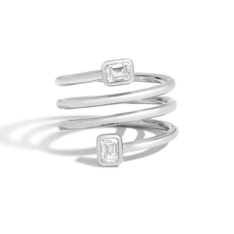 Shahla Karimi Double Emerald Spring White Gold Ring