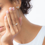 Shahla Karimi Jewelry Marquise V Ring w/ Pavé Bottom Band in 14/18K Yellow Gold on Model