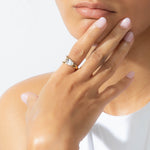 Shahla Karimi Jewelry Pear V Ring 14/18K Yellow Gold on Model