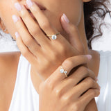 Shahla Karimi Jewelry Double Brilliant Slant Ring 14/18K Yellow Gold on Model