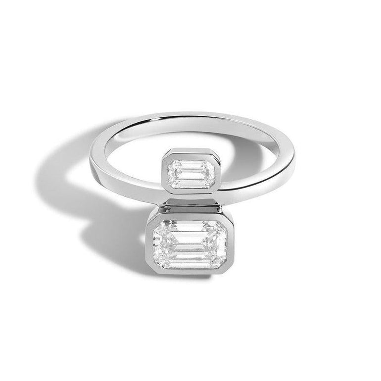 Shahla Karimi Jewelry Diamond Foundry Deco Emerald Belt Ring 14K White Gold or Platinum