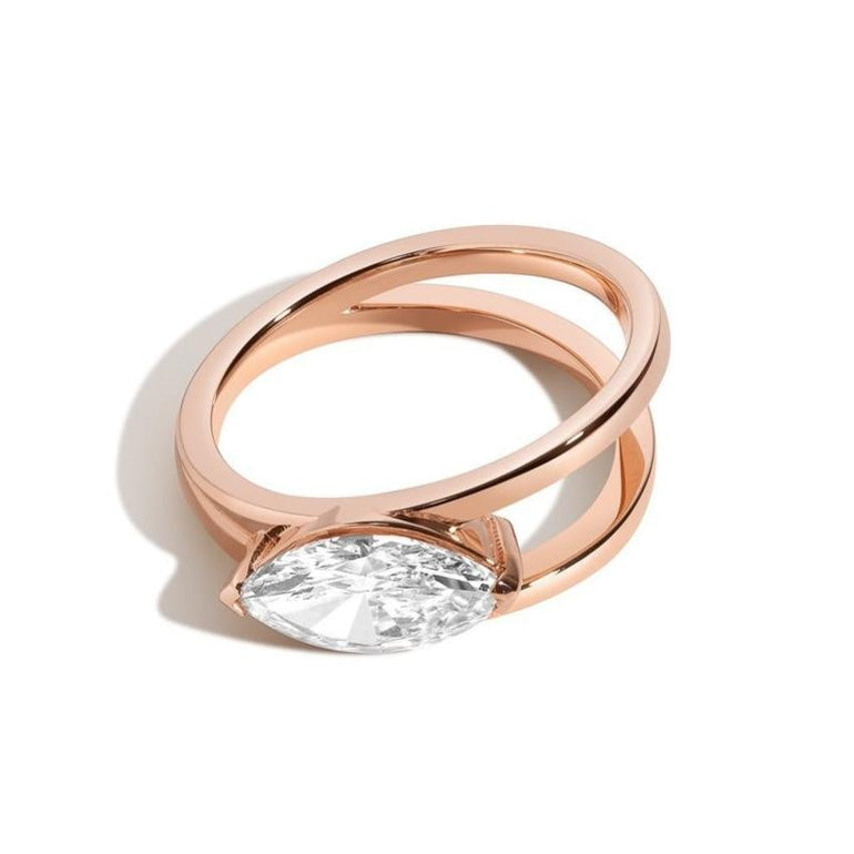 Shahla Karimi Jewelry Marquise V Ring in 14K Rose Gold 