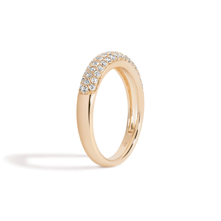 Shahla Karimi Vintage Pave Domed Yellow Gold Ring