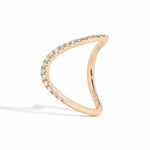 pavé diamond curved band side angle on white background