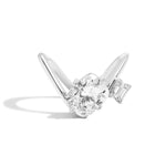 Shahla Karimi Zaha 2-Stone Curve Ring (with Cushion + Emerald) 14K White Gold