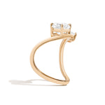 Shahla Karimi Zaha 2-Stone Curve Ring (with Cushion + Emerald) 14K Yellow Gold