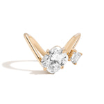 Shahla Karimi Zaha 2-Stone Curve Ring (with Cushion + Emerald) 14K Yellow Gold