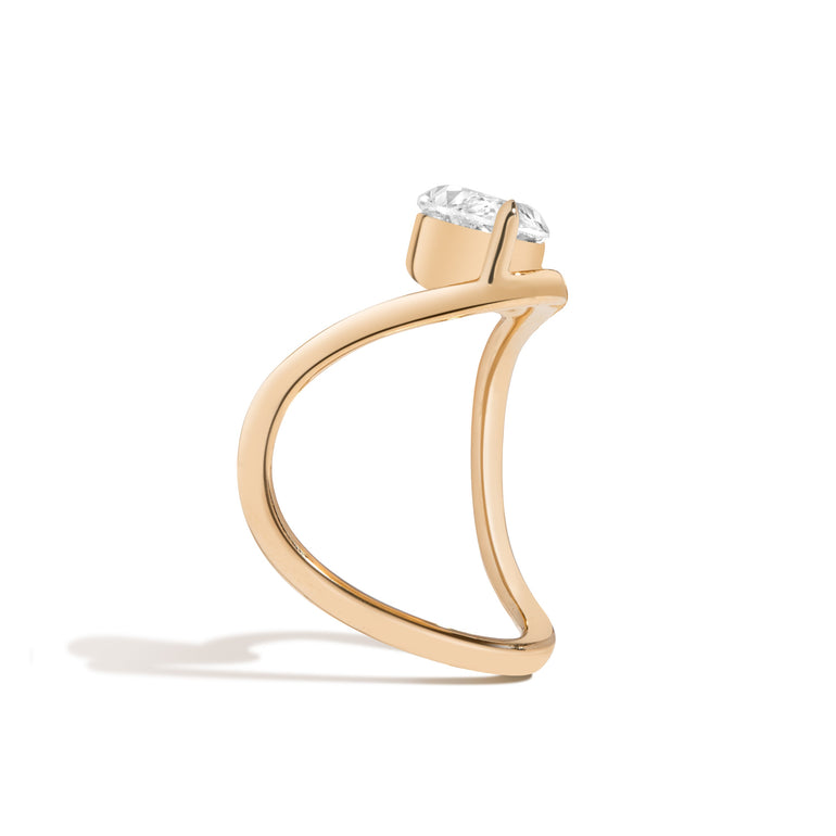 Shahla Karimi Zaha Curve Ring With Marquise 14K Yellow Gold