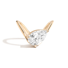 Shahla Karimi Zaha Curve Ring With Pear 14K Yellow Gold
