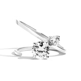 Shahla Karimi Jewelry Double Brilliant Slant Ring 14K White Gold or Platinum