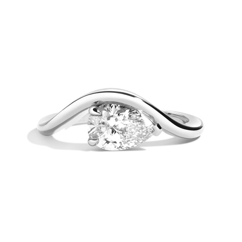 Shahla Karimi Jewelry East-West Pear Eye Ring 14K White Gold or Platinum