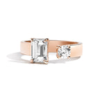Shahla Karimi Jewelry Emerald-Cut + Brilliant Gap Band in 14K Rose Gold